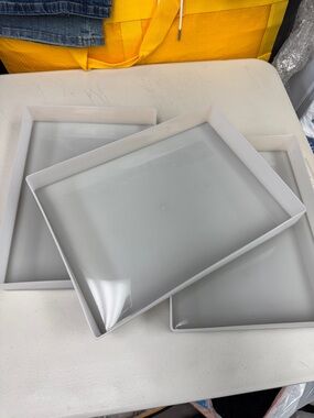Set of Frosted White Rectangular Storage Trays 3 pack all new